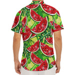 Tropical Leaves Watermelon Pattern Print Men's Deep V-Neck Shirt