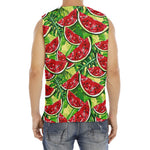 Tropical Leaves Watermelon Pattern Print Men's Fitness Tank Top