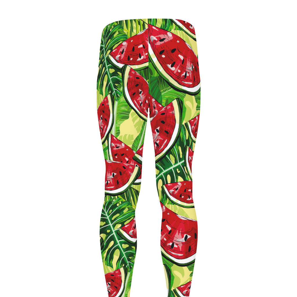 Tropical Leaves Watermelon Pattern Print Men's leggings