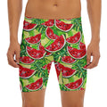 Tropical Leaves Watermelon Pattern Print Men's Long Boxer Briefs