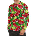 Tropical Leaves Watermelon Pattern Print Men's Long Sleeve Rash Guard