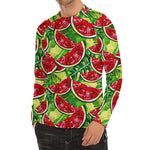 Tropical Leaves Watermelon Pattern Print Men's Long Sleeve Rash Guard