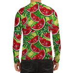 Tropical Leaves Watermelon Pattern Print Men's Long Sleeve Rash Guard