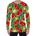 Tropical Leaves Watermelon Pattern Print Men's Long Sleeve T-Shirt