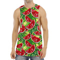 Tropical Leaves Watermelon Pattern Print Men's Muscle Tank Top