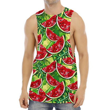 Tropical Leaves Watermelon Pattern Print Men's Muscle Tank Top