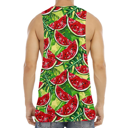 Tropical Leaves Watermelon Pattern Print Men's Muscle Tank Top