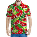 Tropical Leaves Watermelon Pattern Print Men's Polo Shirt