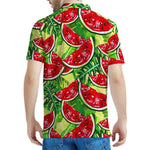 Tropical Leaves Watermelon Pattern Print Men's Polo Shirt