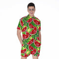 Tropical Leaves Watermelon Pattern Print Men's Romper