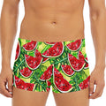 Tropical Leaves Watermelon Pattern Print Men's Short Boxer Briefs