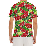 Tropical Leaves Watermelon Pattern Print Men's Short Sleeve Rash Guard
