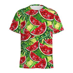 Tropical Leaves Watermelon Pattern Print Men's Sports T-Shirt