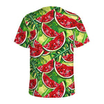 Tropical Leaves Watermelon Pattern Print Men's Sports T-Shirt