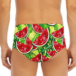 Tropical Leaves Watermelon Pattern Print Men's Triangle Swim Briefs