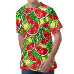 Tropical Leaves Watermelon Pattern Print Men's Velvet T-Shirt