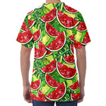 Tropical Leaves Watermelon Pattern Print Men's Velvet T-Shirt