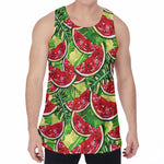 Tropical Leaves Watermelon Pattern Print Men's Velvet Tank Top