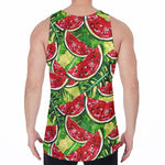 Tropical Leaves Watermelon Pattern Print Men's Velvet Tank Top