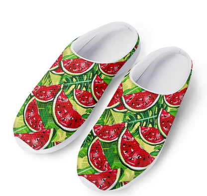 Tropical Leaves Watermelon Pattern Print Mesh Casual Shoes