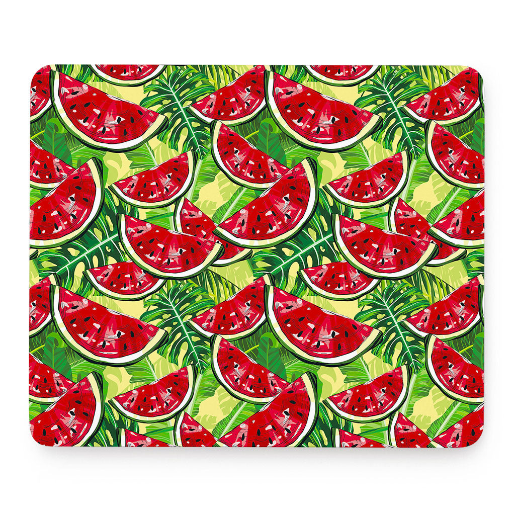 Tropical Leaves Watermelon Pattern Print Mouse Pad