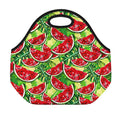 Tropical Leaves Watermelon Pattern Print Neoprene Lunch Bag