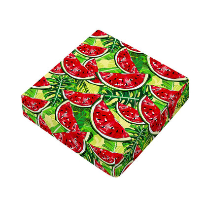 Tropical Leaves Watermelon Pattern Print Outdoor Seat Cushion Cover