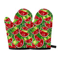 Tropical Leaves Watermelon Pattern Print Oven Mitts