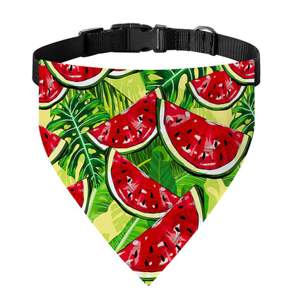 Tropical Leaves Watermelon Pattern Print Over The Collar Dog Bandana
