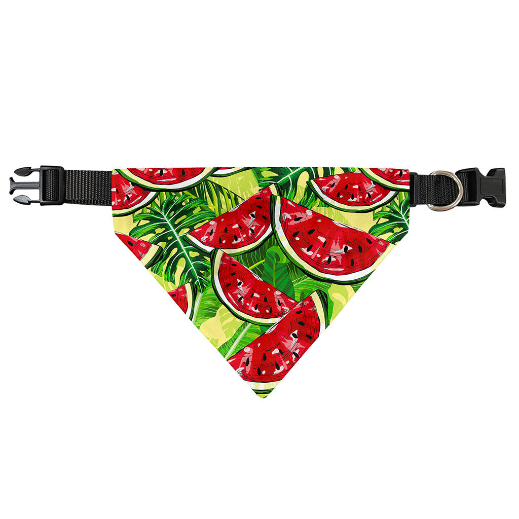 Tropical Leaves Watermelon Pattern Print Over The Collar Dog Bandana