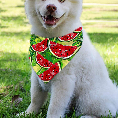 Tropical Leaves Watermelon Pattern Print Over The Collar Dog Bandana