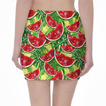 Tropical Leaves Watermelon Pattern Print Pencil Mini Skirt