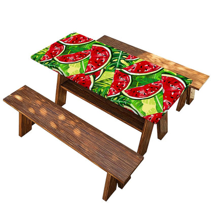 Tropical Leaves Watermelon Pattern Print Picnic Table Cover