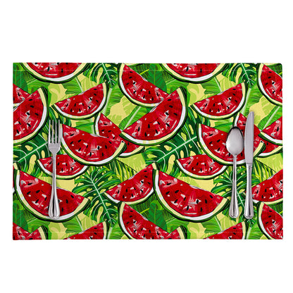 Tropical Leaves Watermelon Pattern Print Placemat