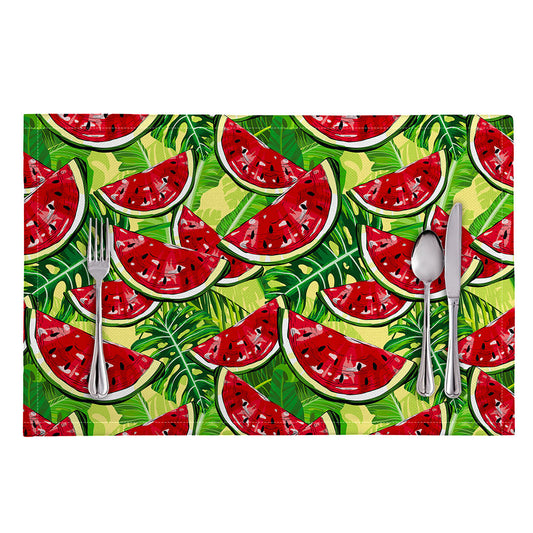 Tropical Leaves Watermelon Pattern Print Placemat