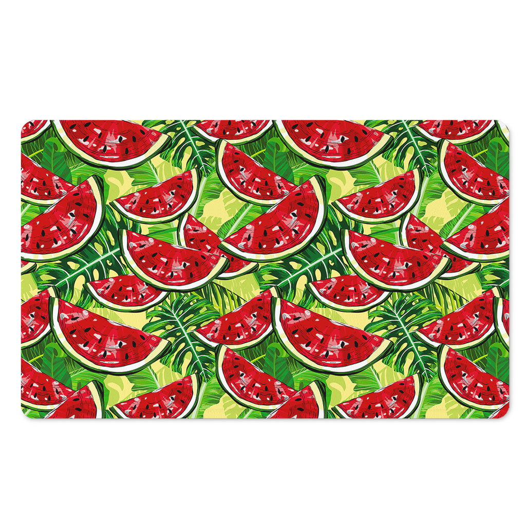 Tropical Leaves Watermelon Pattern Print Polyester Doormat