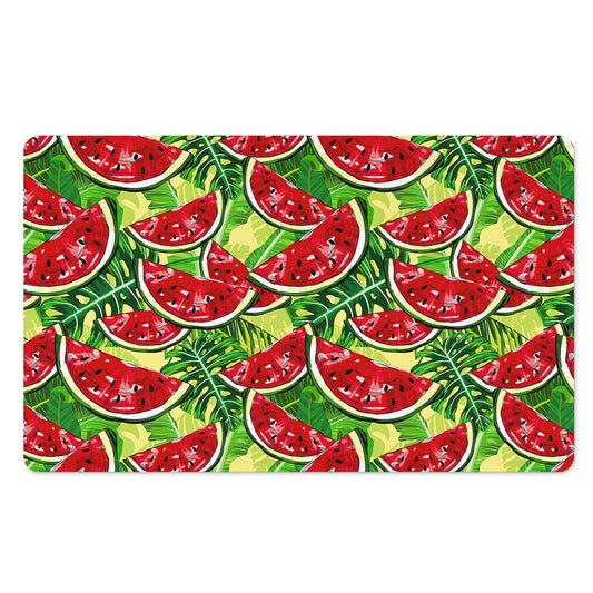 Tropical Leaves Watermelon Pattern Print Polyester Doormat