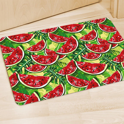 Tropical Leaves Watermelon Pattern Print Polyester Doormat