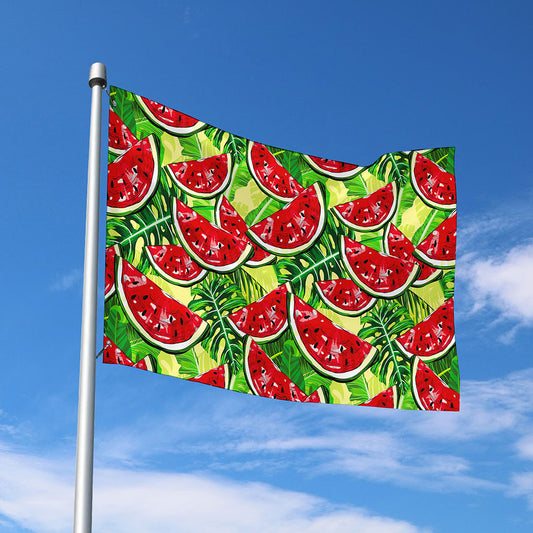 Tropical Leaves Watermelon Pattern Print Polyester Flag