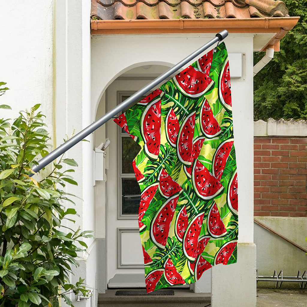 Tropical Leaves Watermelon Pattern Print Polyester Flag