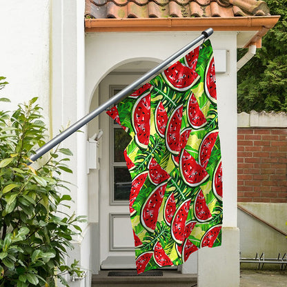 Tropical Leaves Watermelon Pattern Print Polyester Flag