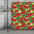 Tropical Leaves Watermelon Pattern Print Polyester Shower Curtain