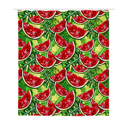 Tropical Leaves Watermelon Pattern Print Polyester Shower Curtain