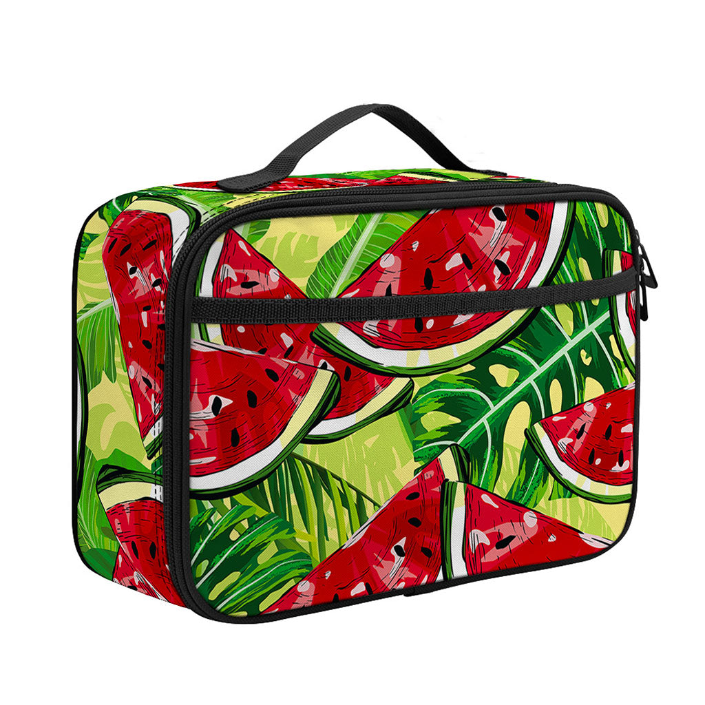 Tropical Leaves Watermelon Pattern Print Portable Lunch Bag