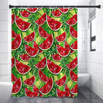 Tropical Leaves Watermelon Pattern Print Premium Shower Curtain