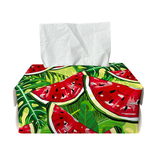 Tropical Leaves Watermelon Pattern Print Rectangle Tissue Box Cover