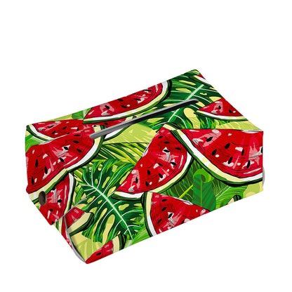 Tropical Leaves Watermelon Pattern Print Rectangle Tissue Box Cover