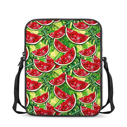 Tropical Leaves Watermelon Pattern Print Rectangular Crossbody Bag