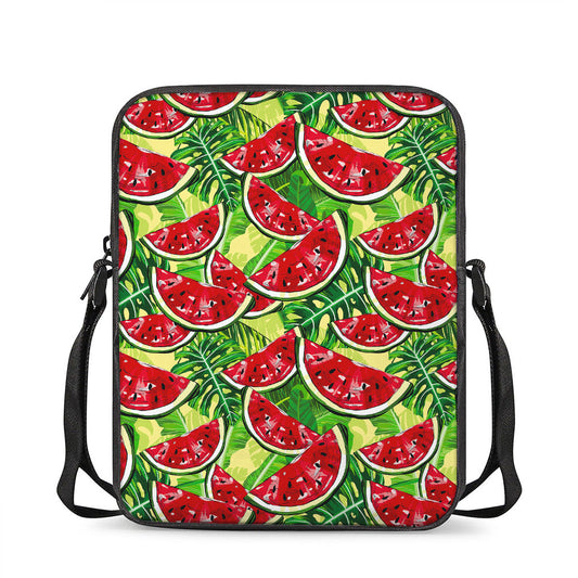 Tropical Leaves Watermelon Pattern Print Rectangular Crossbody Bag