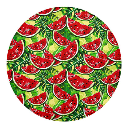 Tropical Leaves Watermelon Pattern Print Round Blanket